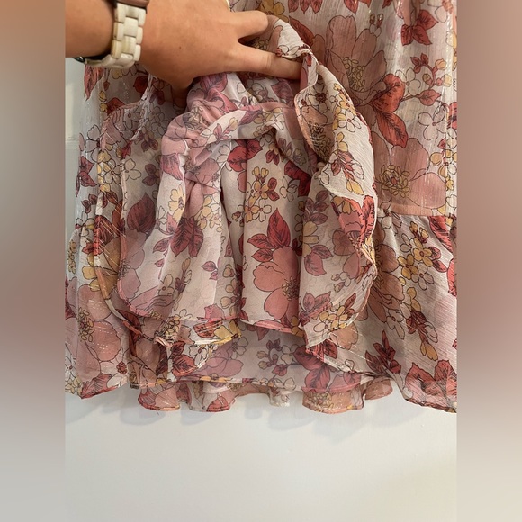 NWT VERONICA BEARD Cybil Mini Dress Silk Melon Pink Floral Long Sleeve Size 2 - Picture 9 of 13